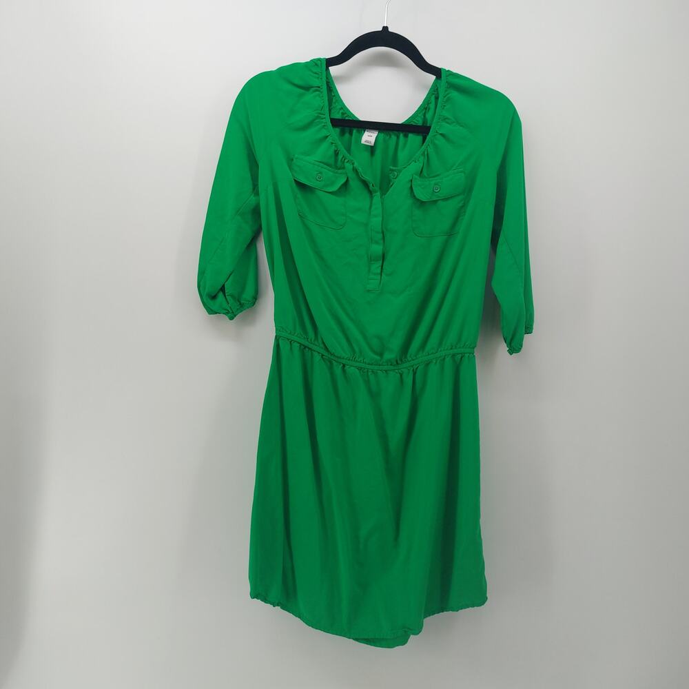 Old Navy Green Dress Henley Button Pockets Size Small